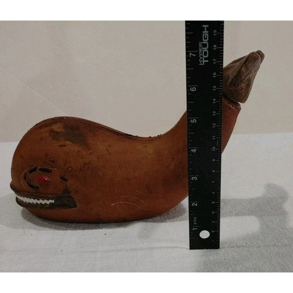 Vintage Rare Italian Leather Whale Bottle Decanter